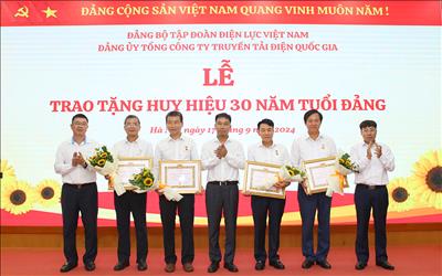 Trao Huy hiệu 30 năm tuổi Đảng cho 4 đảng viên thuộc Đảng ủy Tổng công ty Truyền tải điện Quốc gia