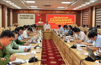 Thường trực Thị ủy Kỳ Anh (Hà Tĩnh) họp bàn thống nhất giải pháp đẩy nhanh tiến độ dự án truyền tải điện trên địa bàn